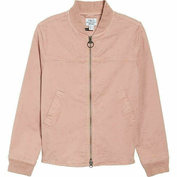 Barbour Jackets & Blazers - Barbour Blush Pink Zip-Up Ribbed Bomber Jacket 6